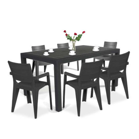 Produse temporar indisponibile - Curver Set de mobilier de grădină Mebiza 6+1 în culoarea grafit