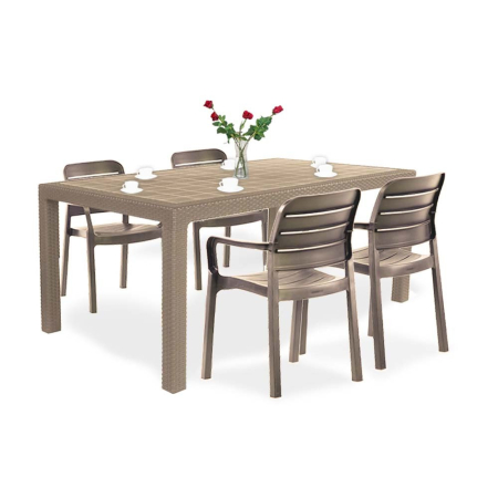 Produse temporar indisponibile - Curver Set de mobilier de grădină Mesara 4+1 în culoarea cappuccino