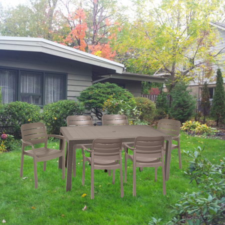 Curver Set de mobilier de grădină Mesara 6+1 în culoarea cappuccino [4]