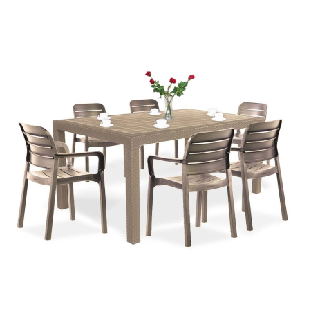 Produse temporar indisponibile - Curver Set de mobilier de grădină Mesara 6+1 în culoarea cappuccino