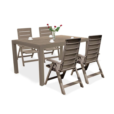 Produse temporar indisponibile - Curver Set de mobilier de grădină Mesilia 4+1 în culoarea cappuccino