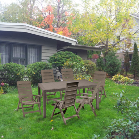 Curver Set de mobilier de grădină Mesilia 6+1 în culoarea cappuccino [4]