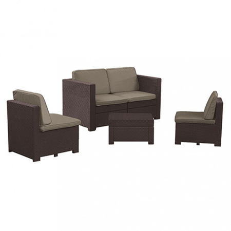 Produse temporar indisponibile - Curver Set de mobilier de grădină Modus format din 2 fotolii, canapea cu două locuri și masă