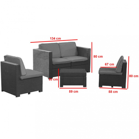 Curver Set de mobilier de grădină Modus format din 2 fotolii, canapea cu două locuri și masă [1]