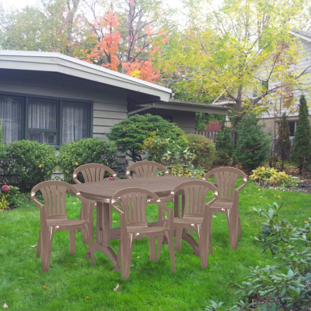 Curver Set de mobilier de grădină Pocilia 6+1 în culoarea cappuccino [4]