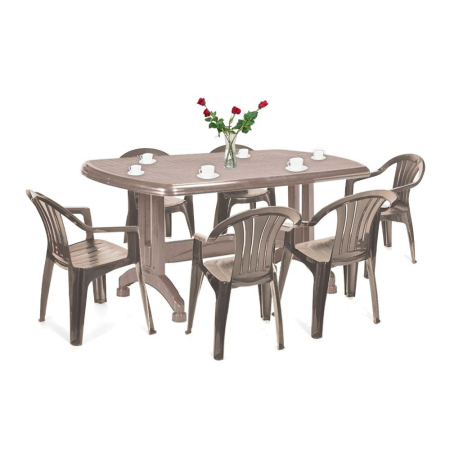 Produse temporar indisponibile - Curver Set de mobilier de grădină Pocilia 6+1 în culoarea cappuccino