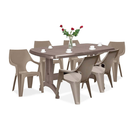 Produse temporar indisponibile - Curver Set de mobilier de grădină Podante 6+1 în culoarea cappuccino