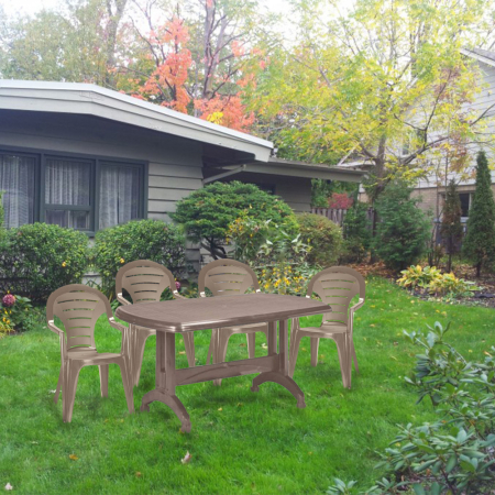 Curver Set de mobilier de grădină Porter 4+1 în culoarea cappuccino [4]