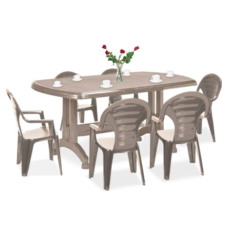 Produse temporar indisponibile - Curver Set de mobilier de grădină Porter 6+1 în culoarea cappuccino