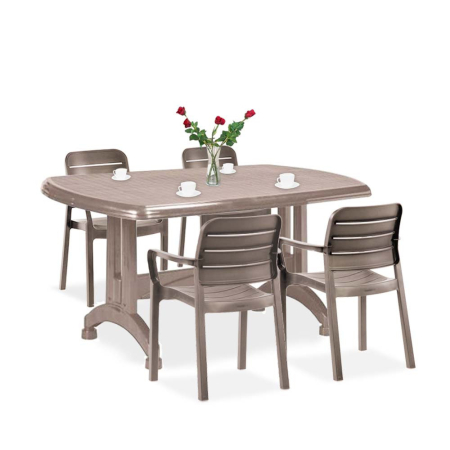 Produse temporar indisponibile - Curver Set de mobilier de grădină Posara 4+1 în culoarea cappuccino