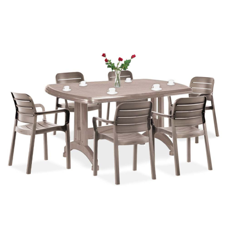 Produse temporar indisponibile - Curver Set de mobilier de grădină Posara 6+1 în culoarea cappuccino