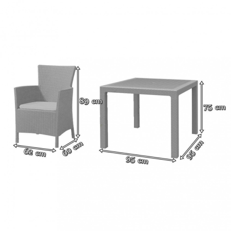 Curver Set de mobilier de grădină Quartet 4 locuri, culoare grafit cu perne gri deschis [3]