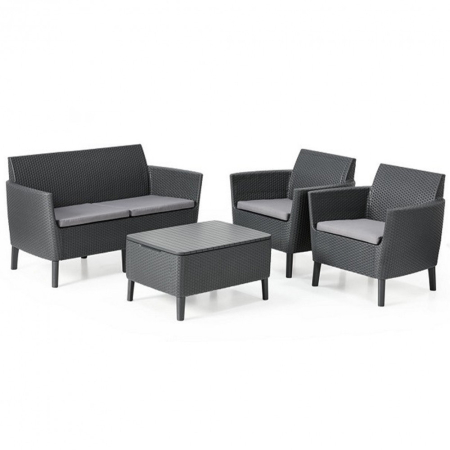 Mobilier grădină - Curver Set de mobilier de grădină Salemo cu canapea cu două locuri, 2 fotolii, măsuță