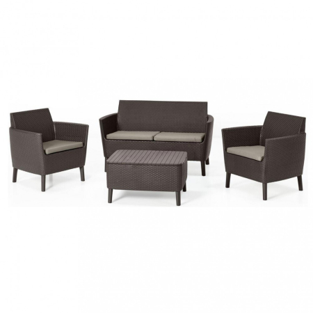 Produse temporar indisponibile - Curver Set de mobilier de grădină Salemo cu canapea cu două locuri, 2 fotolii, măsuță