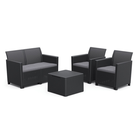 Set mobilier grădină - Curver Set mobilier de grădină Claire cu 4 locuri și masă cu perne