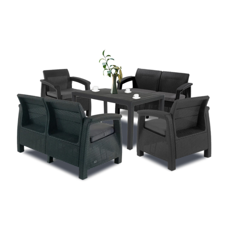 Set mobilier grădină - Curver Set mobilier de grădină Corfu Fiesta II duo cu masă melodică