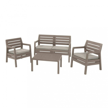 Produse temporar indisponibile - Curver Set mobilier de grădină Delano, cappuccino-nisip cu pernă