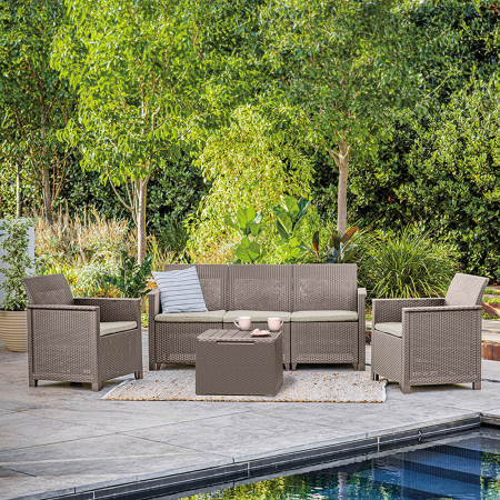 Curver Set mobilier de grădină Elodie cu canapea cu 3 locuri și masă cu suport pentru perne [1]