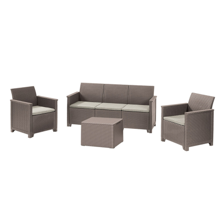 Produse temporar indisponibile - Curver Set mobilier de grădină Elodie cu canapea cu 3 locuri și masă cu suport pentru perne