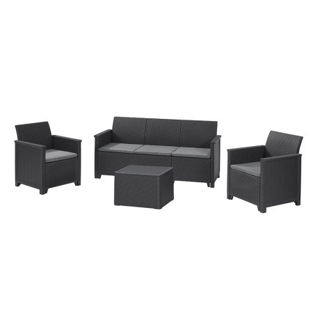 Mobilier grădină - Curver Set mobilier de grădină Elodie cu canapea cu 3 locuri și masă cu suport pentru perne