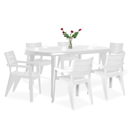 Produse temporar indisponibile - Curver Set mobilier de grădină Elsa 6+1, alb