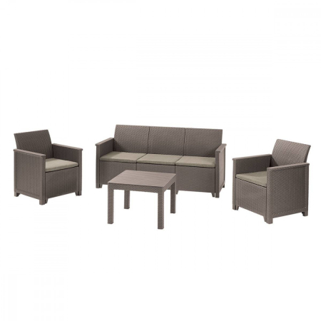 Set mobilier grădină - Curver Set mobilier de grădină Emma din ratan cu canapea cu 3 locuri și masă Chicago