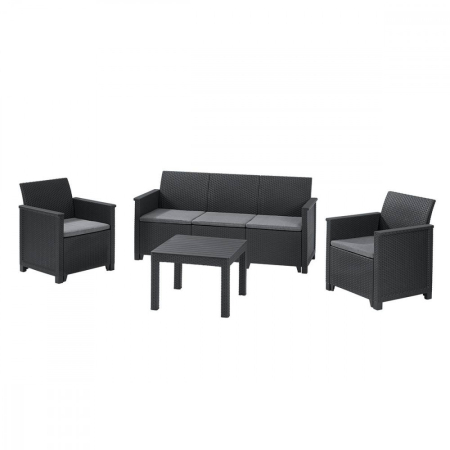 Set mobilier grădină - Curver Set mobilier de grădină Emma din ratan cu canapea cu 3 locuri și masă Chicago