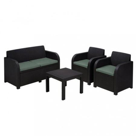 Produse temporar indisponibile - Curver Set mobilier de grădină Georgia, culoare maro, cu perne taupe calde
