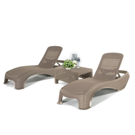 Șezlong - Curver Set șezlonguri de grădină Atlantic duo Corfu cu masă cappuccino