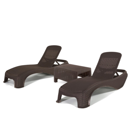 Curver Set șezlonguri de grădină Atlantic duo Corfu cu masă maro [1]