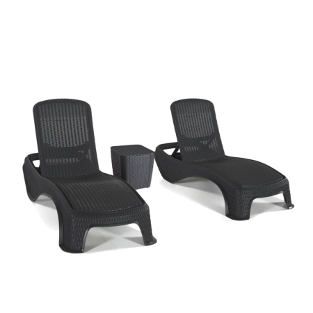 Curver Set șezlonguri de grădină Atlantic Duo cu masă Luzon grafit [1]