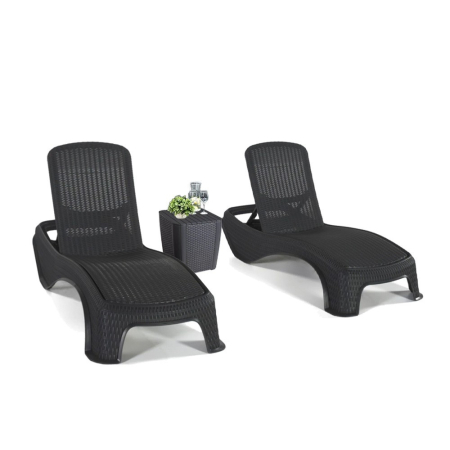 Produse temporar indisponibile - Curver Set șezlonguri de grădină Atlantic Duo cu masă Luzon grafit
