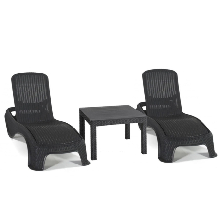 Curver Set șezlonguri de grădină Atlantic Duo cu masă Orlando grafit [1]