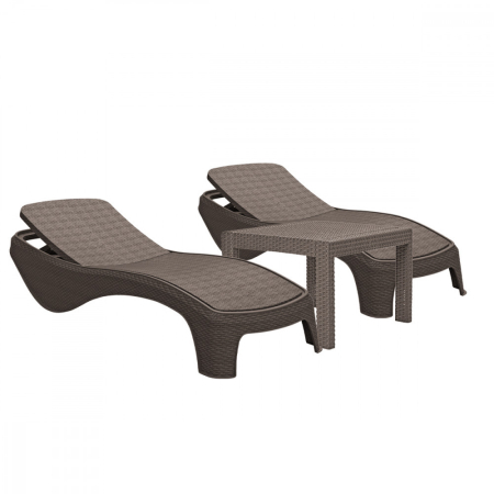 Produse temporar indisponibile - Curver Set șezlonguri de grădină Atlantic Duo cu masă Rosario cappuccino