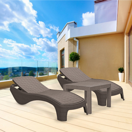 Curver Set șezlonguri de grădină Atlantic Duo cu masă Rosario cappuccino [1]