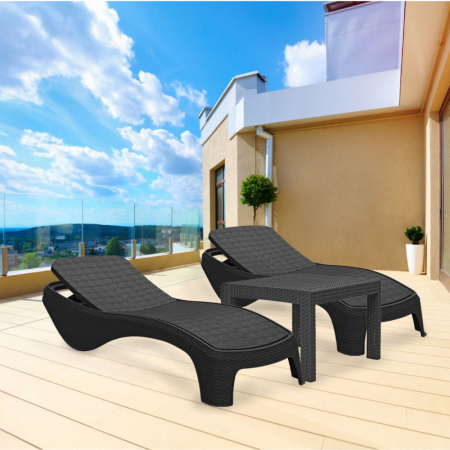 Curver Set șezlonguri de grădină Atlantic Duo cu masă Rosario, grafit [1]