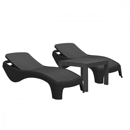 Produse temporar indisponibile - Curver Set șezlonguri de grădină Atlantic Duo cu masă Rosario, grafit