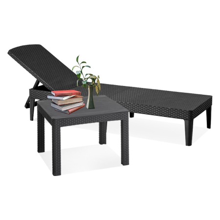 Produse temporar indisponibile - Curver Set șezlonguri de grădină Jaipur cu masă Orlando grafit