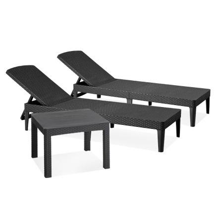 Curver Set șezlonguri de grădină Jaipur duo cu masă Orlando grafit [1]