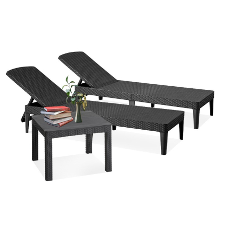 Produse temporar indisponibile - Curver Set șezlonguri de grădină Jaipur duo cu masă Orlando grafit