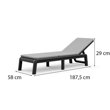 Curver Șezlong Mallorca din plastic cu pernă, grafit-gri deschis [2]