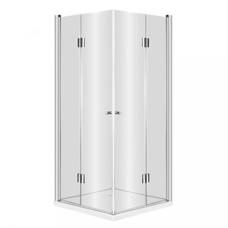 Produse temporar indisponibile - Deante Cabină de duș KERRIA pătrată cu ușă dublă tip acordeon 80x80x200 cm, sticlă transparentă