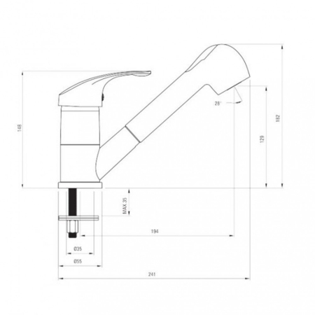 Deante Robinet chiuvetă Pepe cu pulverizator extensibil, granit nisip. [1]