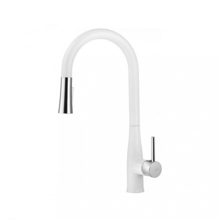 Produse temporar indisponibile - Deante Robinet mixer pentru chiuvetă Lukrecja cu gura de scurgere în formă de U, crom-alb