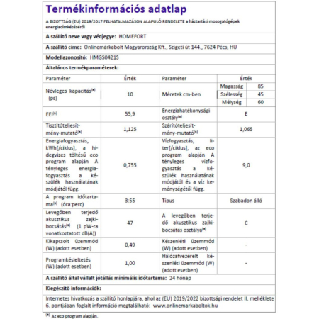 Homefort Mașină de spălat vase independentă HOMEFORT HMGS0421S [6]