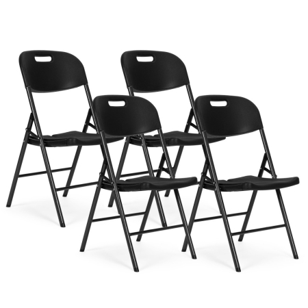 Produse temporar indisponibile - Homelux 4 bucăți scaun pliabil metal și HDPE negru