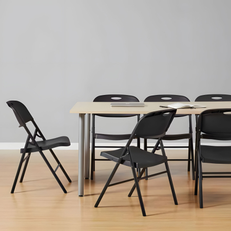 Homelux 4 bucăți scaun pliabil metal și HDPE negru [1]