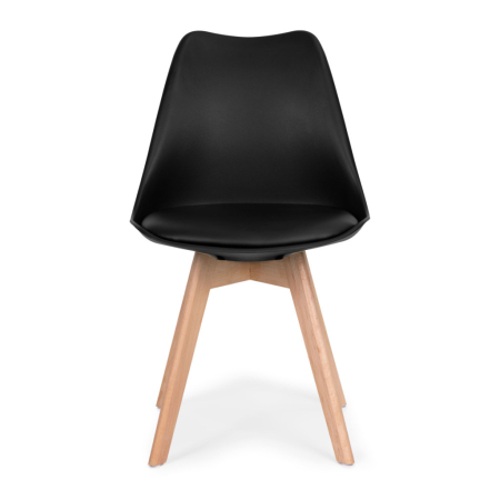 Homelux 4 scaune negre din imitație de piele cu picioare din lemn [8]