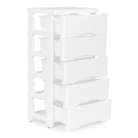 Homelux 5 sertare cu raft extensibil cu picioare cu roți alb [3]