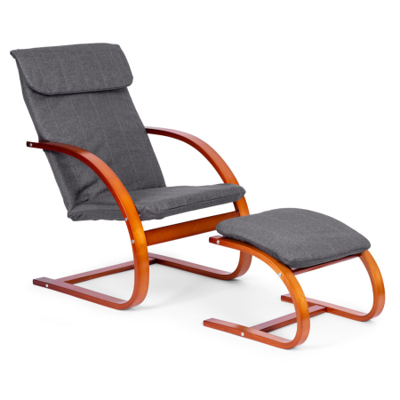 Produse temporar indisponibile - Homelux Balansoar finlandez cu cadru din lemn și suport pentru picioare hazel - gri